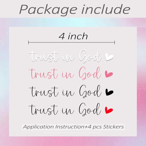 4 x Trust in God Rear View Mirror Decal