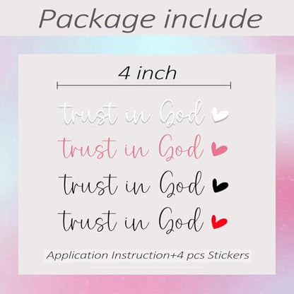 4 x Trust in God Rear View Mirror Decal