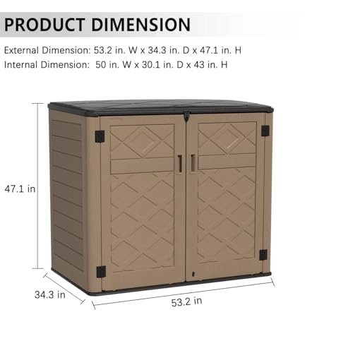 Larger Outdoor Storage Shed Weather Resistance (48 Cu.ft Brown Shed)