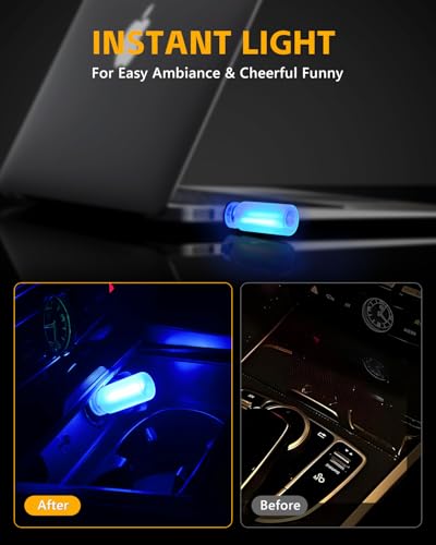 2PCS USB Light for Car (Blue / Frosted Glass)