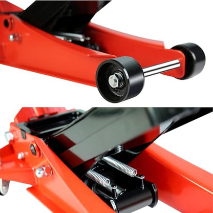 4 Ton Low Profile Floor Jack (Red - 4 Ton(Dual Pump), Lift 4"-21")