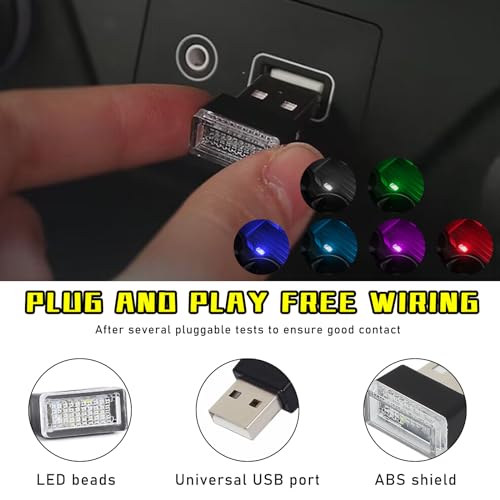 6 PCS USB LED Car Interior Atmosphere Lamp (6 Colors)
