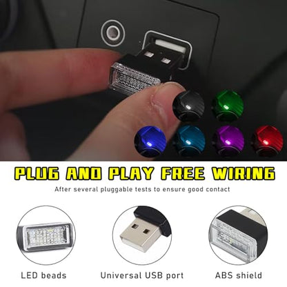 6 PCS USB LED Car Interior Atmosphere Lamp (6 Colors)