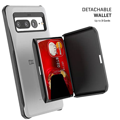 EXEC Pixel 7 Pro Case Wallet with Detachable Magnetic Credit Card Holder Heavy Duty Drop Protection Supports Wireless Charging Phone Cover Designed for 2022 Google Pixel7 Pro (Pixel 7 Pro / Gray)