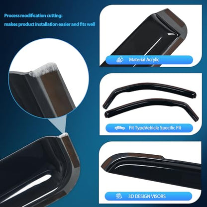 Side Window Rain Guards for Toyota Tacoma 2016 (Toyota Tacoma 2016-2023 Access Cab)