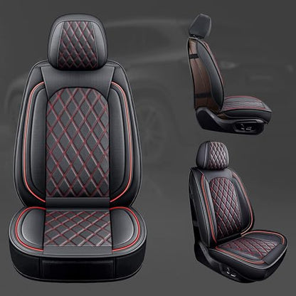 Ram Seat Covers Full Set Leather for 2009 (Black and Red / Full Set (Curved Back))