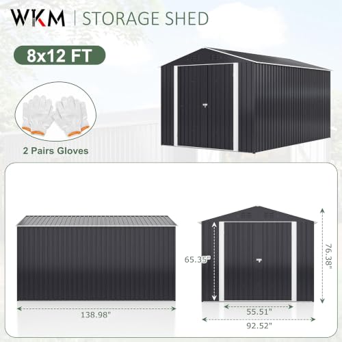 8X12 FT Outdoor Storage Shed Black (Black / 8X12 FT)
