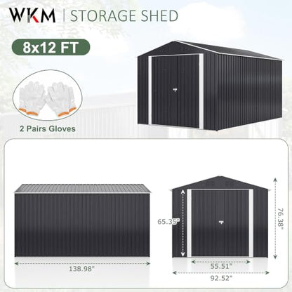 8X12 FT Outdoor Storage Shed Black (Black / 8X12 FT)