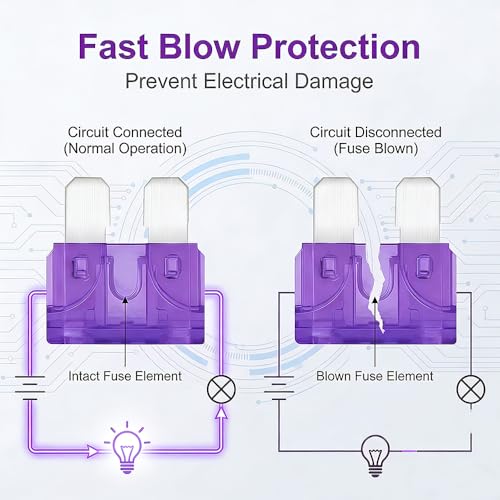 80Pcs) 3 Amp Standard Fuse, 3A Car Blade Fuses for Car/RV/Truck/SUV/Motorcycle/Boat (3A)