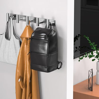 Wall Mounted Coat Rack ("T" Shape 5 Hooks - 1 Pack / Silver)