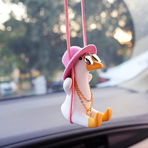 Cute Car Decor of Swing Duck Pendant (Pink B)