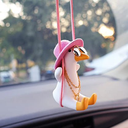 Cute Car Decor of Swing Duck Pendant (Pink B)