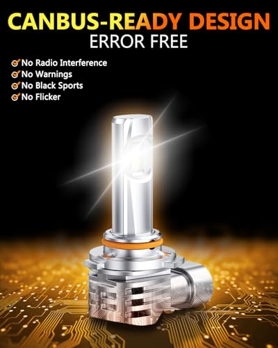 H11/H9/H8 and 9005/HB3 Light Bulbs Combo, 58,000LM Wider Driving Vision, 1:1 Design 9005 H11 LED lights, True Plug & Play, Pack of 4 (H11+9005)