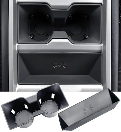 Cup Holder Insert & Wireless Charging Protective Mat for Land Rover Defender 90 (Cup Holder for 2025-2026 Defender 90/110/130)