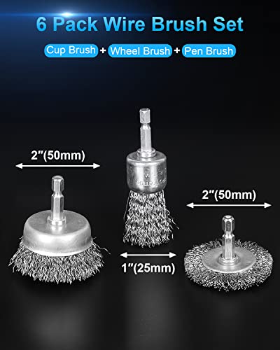 6 Pack Carbon Steel Wire Wheel Brush