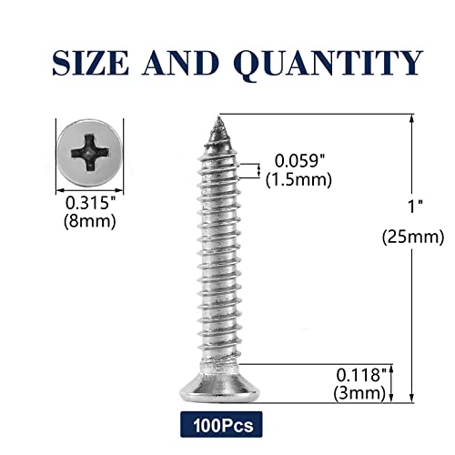 8 x 1 Wood Screw 100Pcs 18 (#8 x 1")