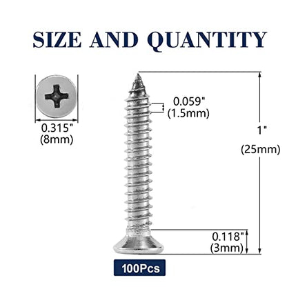 8 x 1 Wood Screw 100Pcs 18 (#8 x 1")