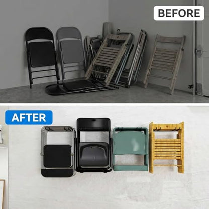 Folding Chair Storage Rack Wall Mount (16.5 Inch（4 Pack）)