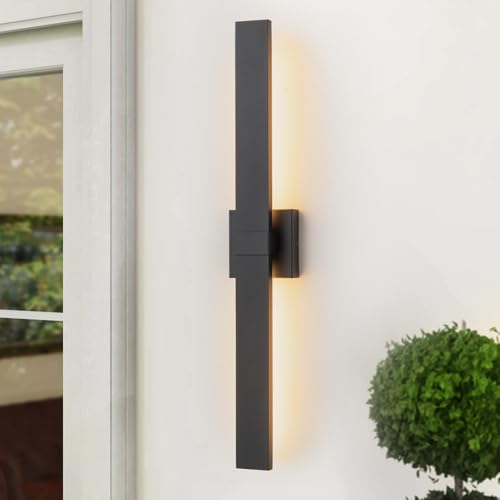 Black Modern LED Outdoor Wall Sconce 31.5" Long Outdoor Wall Lights Exterior Lighting Fixtures for House Porch Patio Garage Front Door (Black / 31.5 inch-1 Pack)