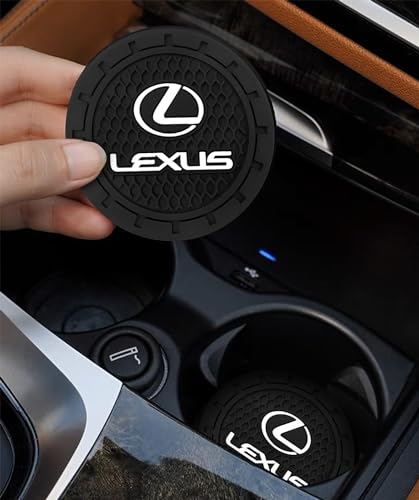 Car Cup Holder Coaster for Lexus ES350 GS350 GS300h GS450h is300 ls460 rx350 Series Recessed Silicone Cupholder Coaster Interior Accessories 2.75in 2Pieces Black (Black-04)