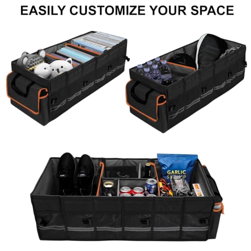 Car Trunk Organizer and Storage with Lid & Removable Leakproof Cooler Bag (Black / Large)