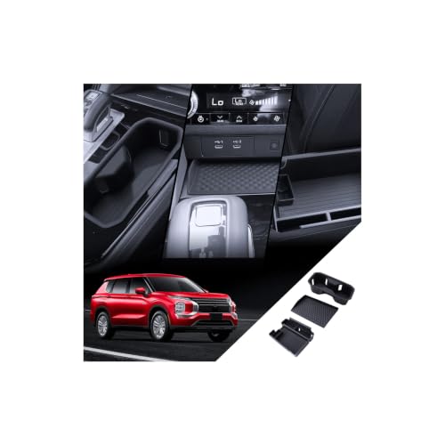 for Outlander Center Console Organizer& Cup Holder& Wirless Mats 2025 2026 Mitsubishi Outlander ES (for 2025-2026 Outlander)