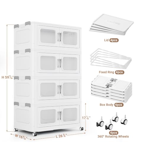 600 Qt Extra Large Stackable Storage Bin with Lids (White / 150QT-4pack)