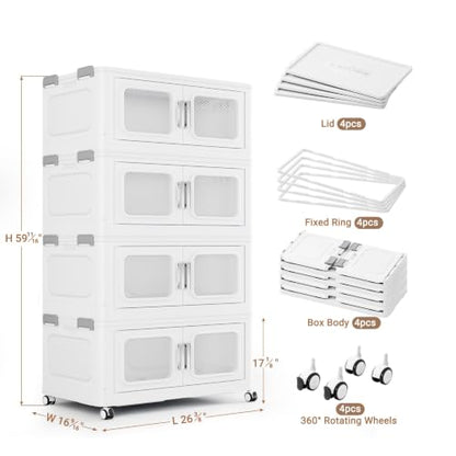 600 Qt Extra Large Stackable Storage Bin with Lids (White / 150QT-4pack)