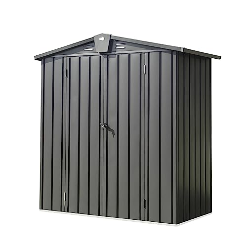Galvanized Steel Garden Shed (Dark Gray01 / 5.7×3)