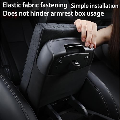 Truck Center Console Armrest Cover Genuine Leather (sizeD 15 x 13.4 x 2.2 inch(large trucks/SUVs))