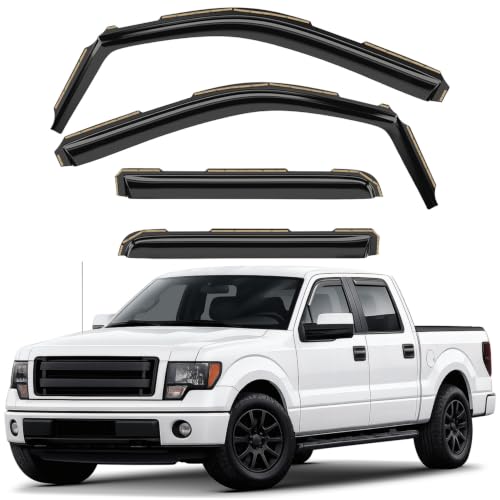Window Deflectors Smoke Tinted in (For F150 09-14 SuperCrew)