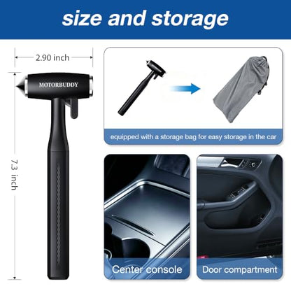 Car Window Breaker Seatbelt Cutter and Emergency Glass Breaker (Matte Black)