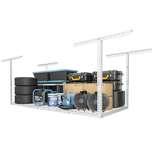 3x6 Overhead Garage Storage Adjustable Ceiling Rack (White / 3x6 ft)