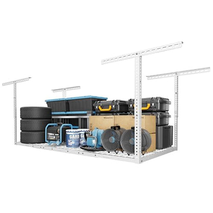 3x6 Overhead Garage Storage Adjustable Ceiling Rack (White / 3x6 ft)