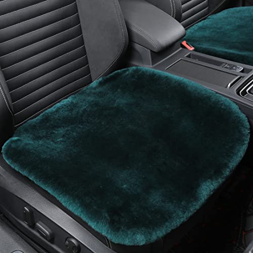 Green Genuine Sheepskin Car Seat Cover for Fuzzy Fur Wool Cushion (Alpine Green)