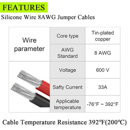 Jumper Cables Adapter Compatible with Ryo.bi 18V Batteries 8AWG 3.28FT (3.28FT)