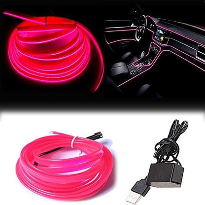 El Wire Pink Interior Car LED Strip Lights (Pink / 3 M)