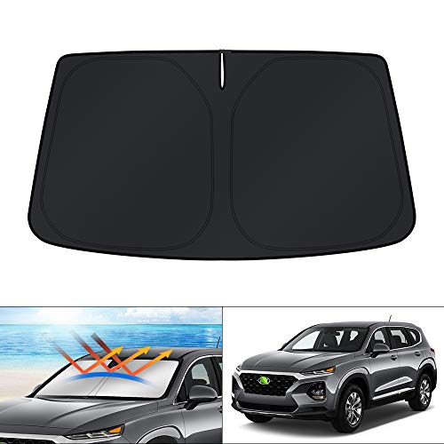 Windshield Sun Shade for Hyundai Santa Fe 2019 2020 2021 2022 2023 Accessories Sunshade Sun Protector Foldable Block UV Rays Keep Car Cooler (For | Hyundai Santa Fe 2019-2023)