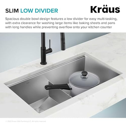 Stainless Steel 33 in Double Bowl Undermount Kitchen Sink KWU112 (Stainless Steel / 33 inch / Double Bowl Sink)