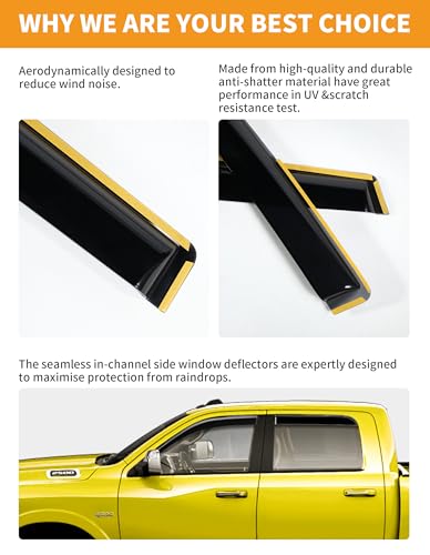 Window Visors Rain Guards for Dodge RAM 2500 3500 2019 (2019-2026 Dodge RAM 2500 3500 Crew Cab)