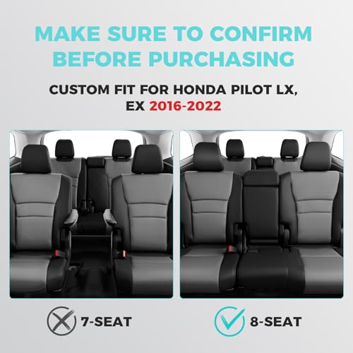 Seat Covers for Honda Pilot 2016 (Black-Grey / 8 Seats - LX,EX 2016-2022)