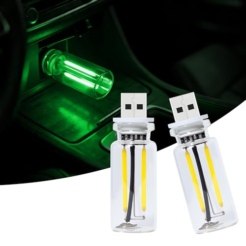 2 Packs USB Light for Car (2pcs(green))
