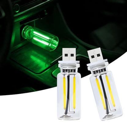 2 Packs USB Light for Car (2pcs(green))