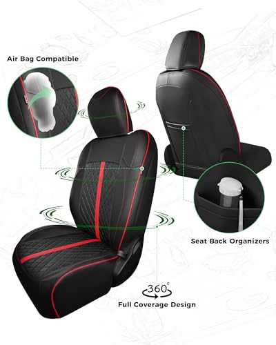 for Jeep Wrangler Leather Custom Car Seat Covers Full Set 4 Door (Black with Red Trim / JK 13-17 4 Door)