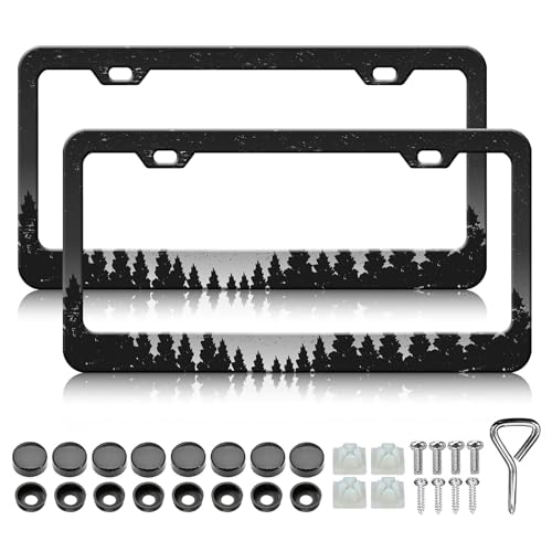 Night Forest License Plate Frames (Night Forest Moon)