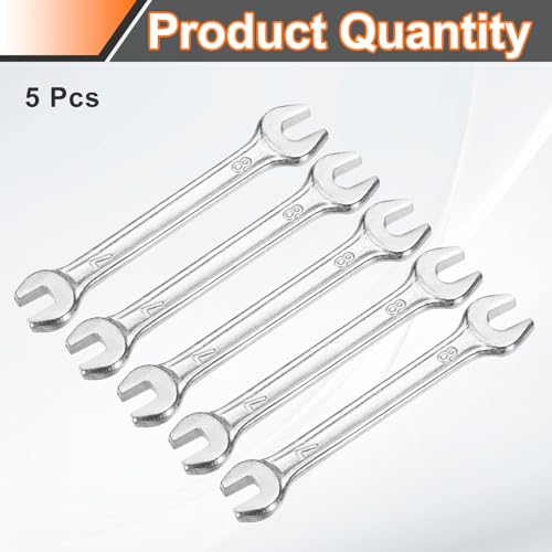 5pcs Double Open End Wrench 7mm x 8mm Metric 15 Degree Offset Angle Small Flat Head Wrench Galvanizing Open Ended Spanner for Automotive Repair Furniture Assembly (7mm x 8mm)