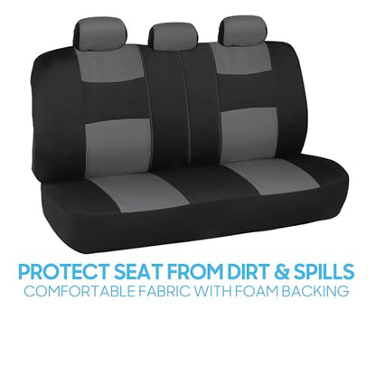 PolyPro Car Seat Covers Full Set in Gray on Black (Gray)