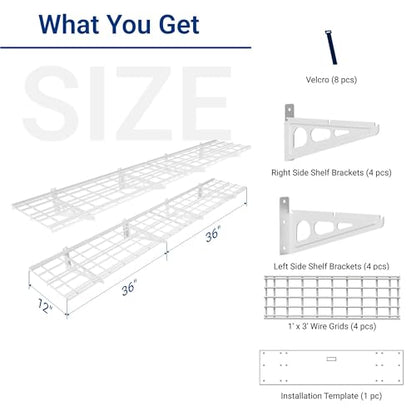 12-inch-by-72-inch Wall Shelf Garage Storage Rack Wall Mounted Floating Shelves,1x6ft,White, 2-Pack, Classic Series (White / 2 pack-1x6 ft)