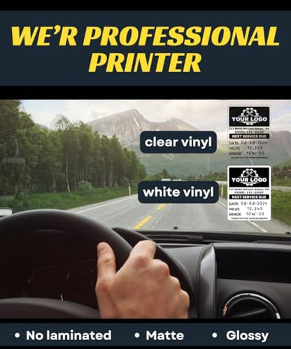 Oil Change Stickers for Windshield Personalized with Your Logo (Small)