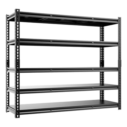 5 Tier 60”W X 20”D X 72”H Garage Shelving Heavy Duty 3000LBS Shop Shelves Heavy Duty Adjustable Unit Rack Metal Rack (Black-visible Hole / 60"W x 20"D x 72"H)
